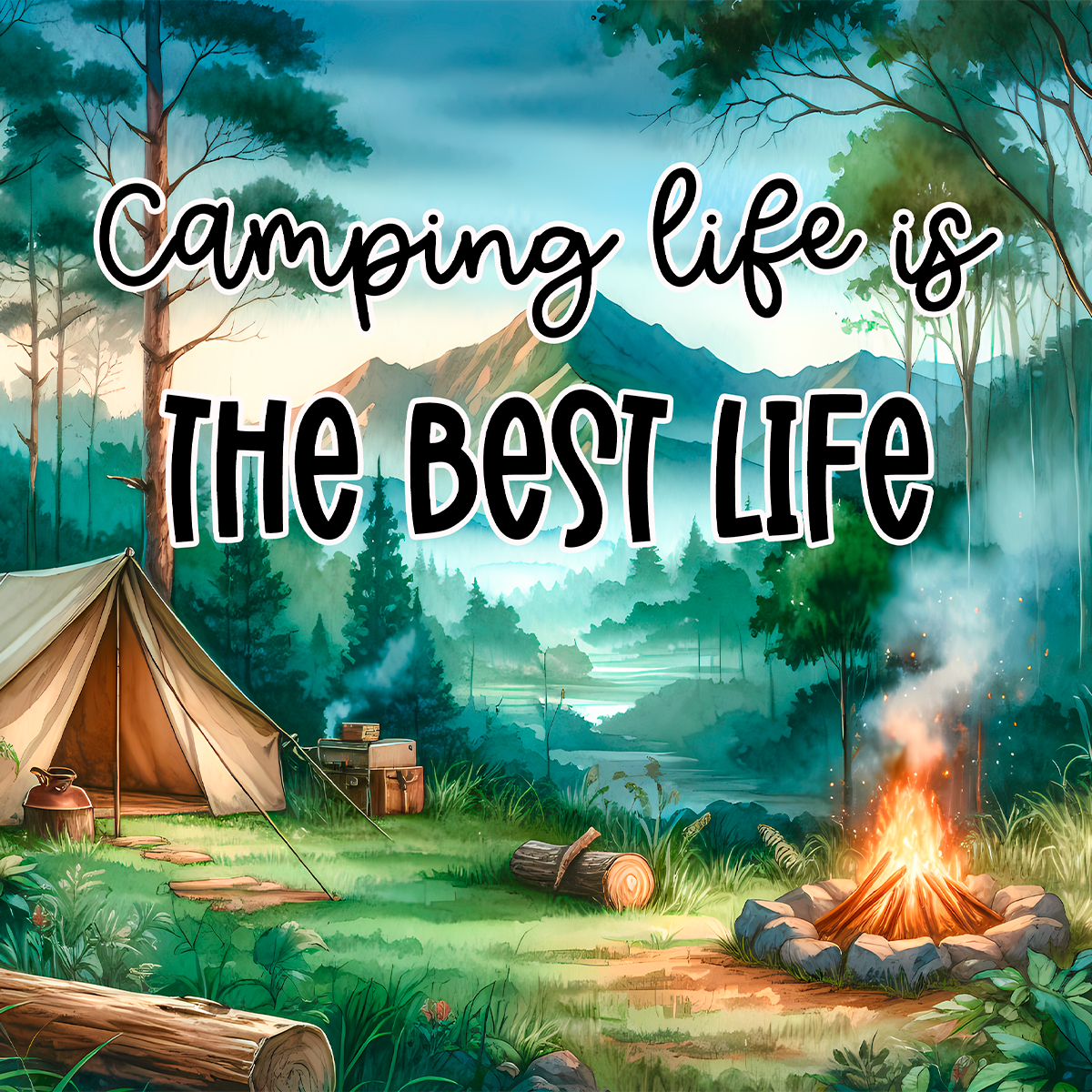 Sous verre en Néoprène-“Camping Life”