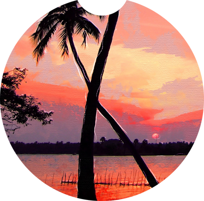 Sous-Verre de Voiture en Néoprène – Modèle "Sunset Palms"