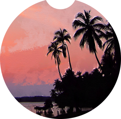 Sous-Verre de Voiture en Néoprène – Modèle "Sunset Palms"