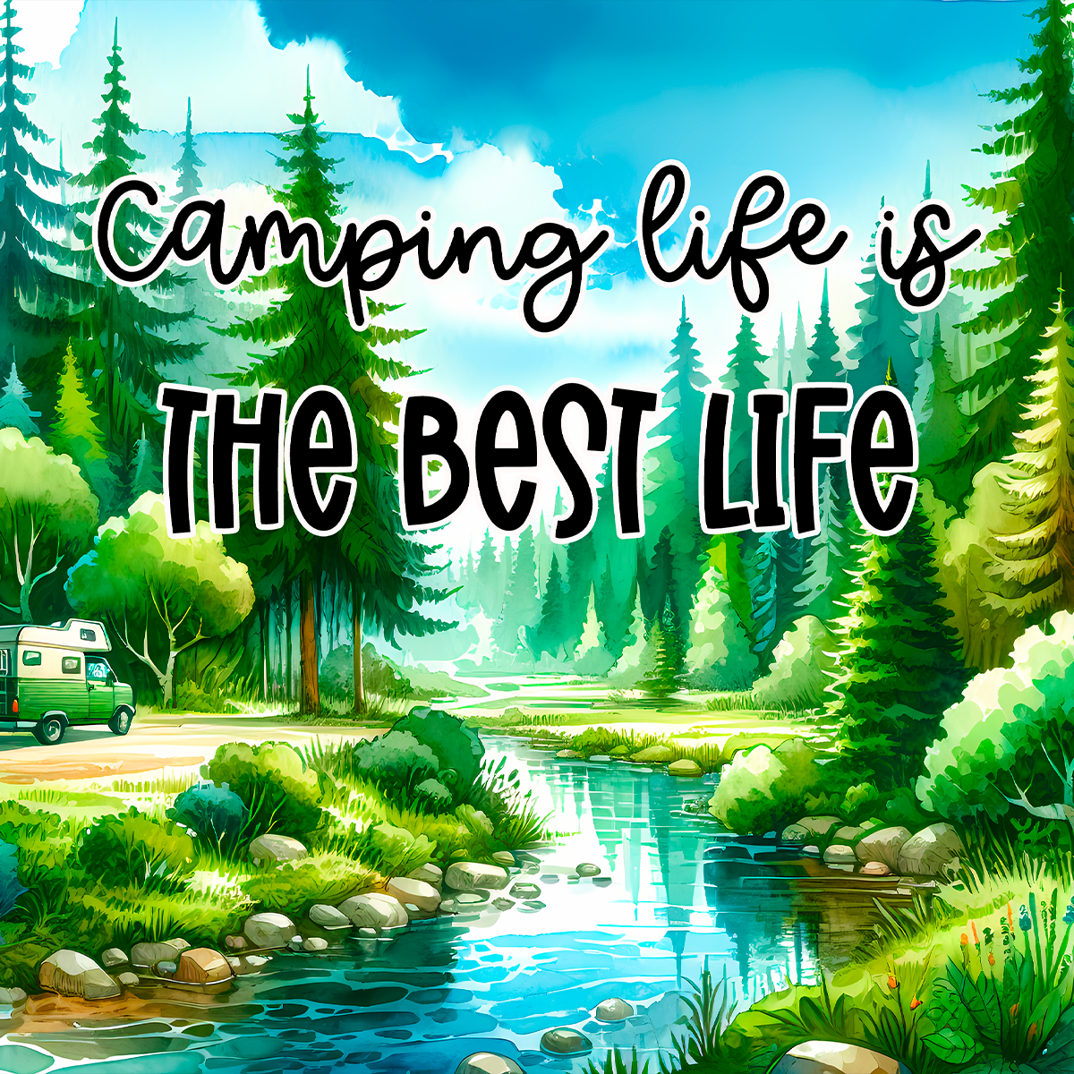 Sous verre en Néoprène-“Camping Life”