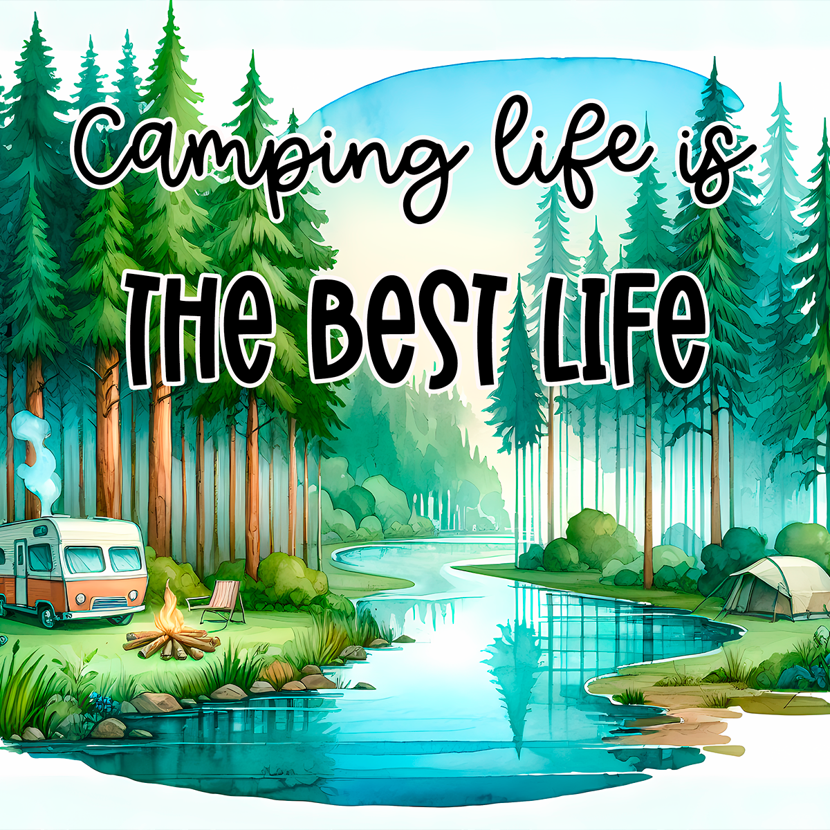 Sous verre en Néoprène-“Camping Life”