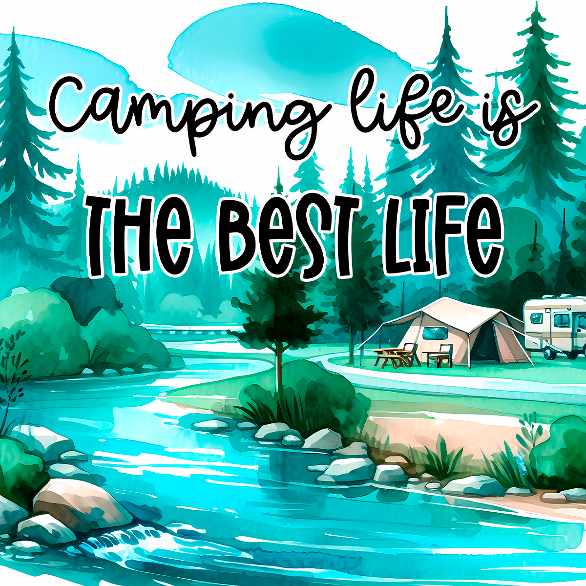 Sous verre en Néoprène-“Camping Life”